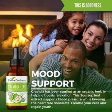 Herbal Goodness Graviola Soursop Leaf Extract | Organic Guanabana Leaves for Cell Support, Immune Boost, and Strong Cell Regeneration | Soursop Bitters USDA Organic Kosher - 1oz