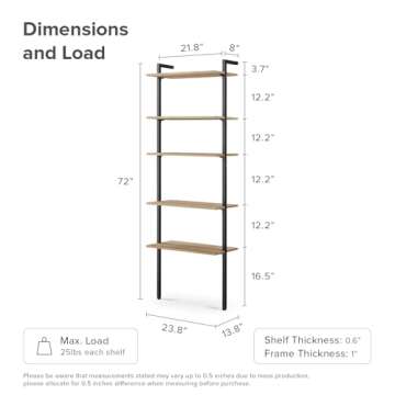 mopio Norwin Ladder Shelf, Wall Mounted Open Rack with Cabinet & Desk, Wall Book Shelves, Modern Far...