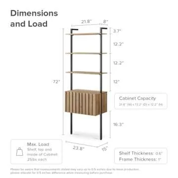 mopio Norwin Ladder Shelf, Wall Mounted Open Rack with Cabinet & Desk, Wall Book Shelves, Modern Farmhouse Industrial Bookcase, Shelving Unit, Standing Desk Shelf, Living Room, Bedroom (Set of 3)