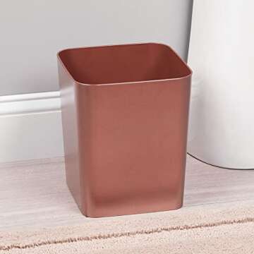 mDesign Square Shatter-Resistant Plastic Small Trash Can Wastebasket, Garbage Container Bin for Bath...