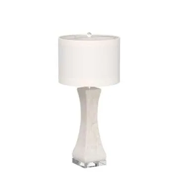 SAFAVIEH Lighting Collection Shelley Coastal White Concave Capiz Shell 31-inch Bedroom Living Room Home Office Desk Nightstand Table Lamp Set of 2 (LED Bulbs Included)