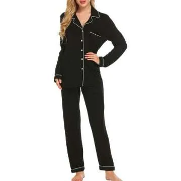 Ekouaer Women's Long Sleeve Pajama Set - Soft & Cozy Loungewear XS-XXL