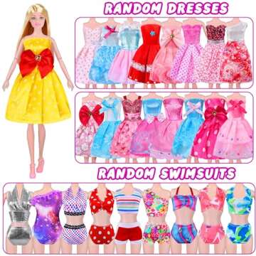 Doll Closet Playset with Doll, 342 Pcs Clothes and Accessories, Princess Dresses Top Pants Swimsuits Wardrobe Shoes Hangers and Other Accessories, Doll Dress up toys for Girls Toddlers Gift Toys
