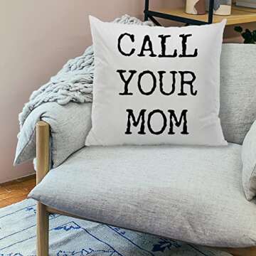 ZJSYXXU Call Your Mom Reversible Pillow Covers 18 x 18 - Funny Throw Pillows for Couch, College Dorm Room Decor, Son Daughter Graduation Gift