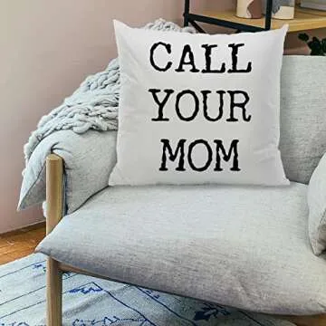 Call Your Mom Funny Reversible Pillow Cover 20x20