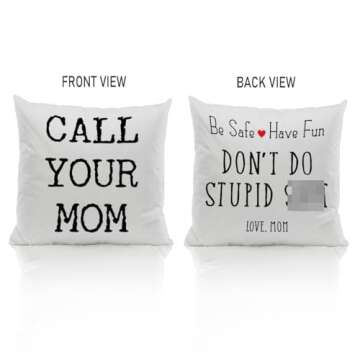 ZJSYXXU Call Your Mom Reversible Pillow Covers 18 x 18 - Funny Throw Pillows for Couch, College Dorm Room Decor, Son Daughter Graduation Gift