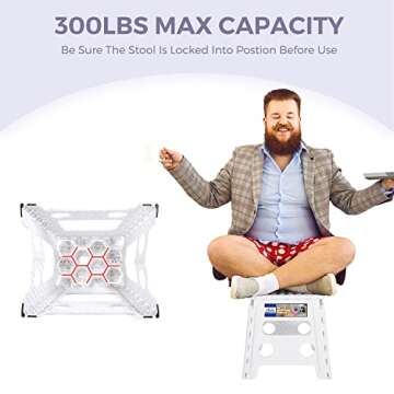 ACKO Folding Step Stool -13inch Height Premium Heavy Duty Foldable Foot Stool for Kids and Adults, Kitchen Garden Bathroom Stepping Stool White