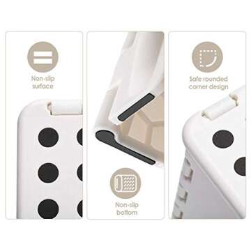 ACKO Folding Step Stool -13inch Height Premium Heavy Duty Foldable Foot Stool for Kids and Adults, Kitchen Garden Bathroom Stepping Stool White