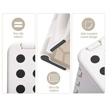 ACKO Folding Step Stool -13inch Height Premium Heavy Duty Foldable Foot Stool for Kids and Adults, Kitchen Garden Bathroom Stepping Stool White