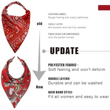 HAIMEIKANG Floral Hair Scarf Headbands for Women Boho Bandanas for Women Triangle Kerchief Solid Color Hair Bands Vintage Head Scarf (Beige+Yellow+Black)