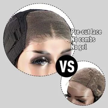 FACMOOD Wear and Go Kinky Curly Glueless Wig Human Hair, 6x4 Pre-Cut HD Lace Glueless Wigs Pre-Plucked, Transparent No Glue Lace Front Closure Wigs for Women 200% Density 26 inch