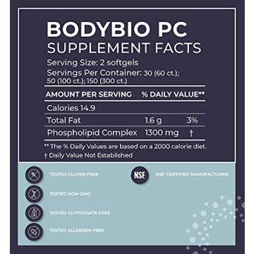 BodyBio Phospholipid Complex 100 Softgels - Cognitive Enhancer - Healthy Brain, Anti Aging and Cellu...