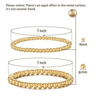 Badu Worn Gold Bead Bracelet for Women Worn Gold Plated Bead Ball Bracelet Stretchable Elastic Hypoa...