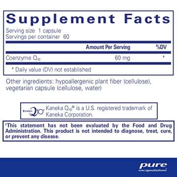 Pure Encapsulations CoQ10 60 mg | Coenzyme Q10 Supplement for Energy, Antioxidants, Brain and Cellul...