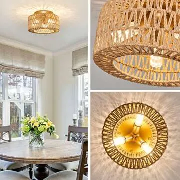 Rattan Flush Mount Ceiling Light for Elegant Ambiance