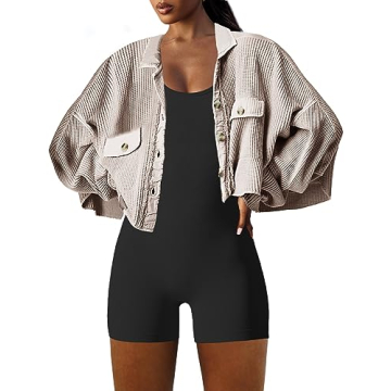 Panadila Cropped Waffle Knit Shacket - Trendy Women's Jacket