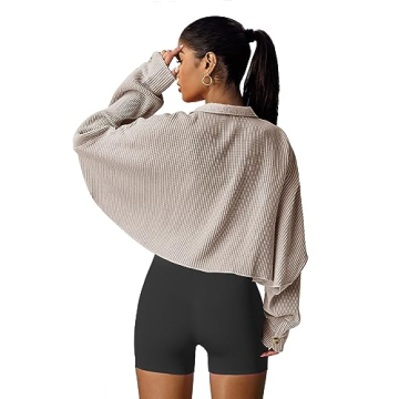 Panadila Cropped Waffle Knit Shacket - Trendy Women's Jacket