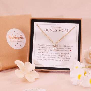 PEARLICIOUS Bonus Mom Necklace for Mother's Day Gifts