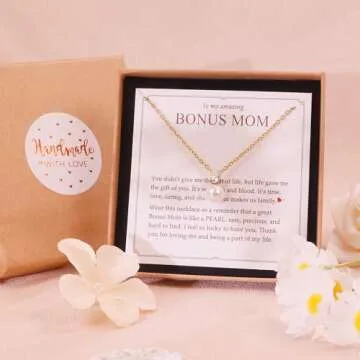 PEARLICIOUS Bonus Mom Necklace for Mother's Day Gifts