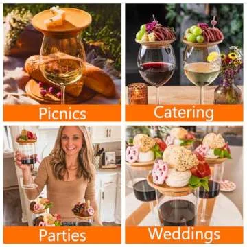 4PCS Bamboo Wine Glass Charcuterie Toppers for Entertaining