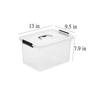 JUJIAJIA Clear Storage Latch Box 16 Quart, Plastic Organizing Box/Bin with Lid and Black Handles, 2-Pack