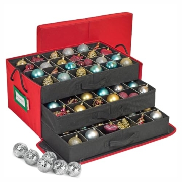 HOLDN’ STORAGE Christmas Ornament Storage Box - Red, 72 Ornaments