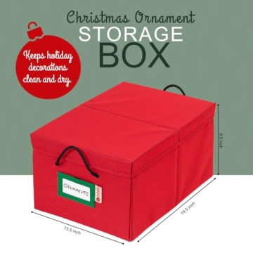 HOLDN’ STORAGE Ornament Box - Red, 72 Decorations Safe