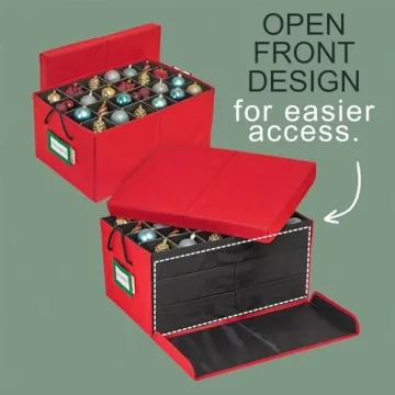 HOLDN’ STORAGE Ornament Box - Red, 72 Decorations Safe