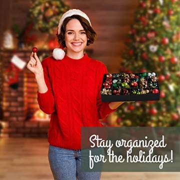 HOLDN’ STORAGE Ornament Box - Red, 72 Decorations Safe