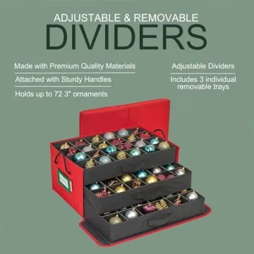 HOLDN’ STORAGE Ornament Box - Red, 72 Decorations Safe