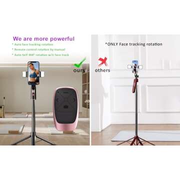 Voinap Extendable Auto Face Tracking Tripod with Light, 360 Rotating Tripod, Both Auto or Manual Moving Control, Smart Cameraman Shooting for Video, Vlog, Live Stream