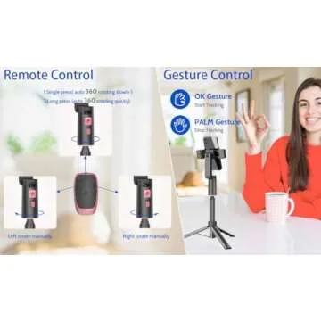 Voinap Extendable Auto Face Tracking Tripod with Light, 360 Rotating Tripod, Both Auto or Manual Moving Control, Smart Cameraman Shooting for Video, Vlog, Live Stream