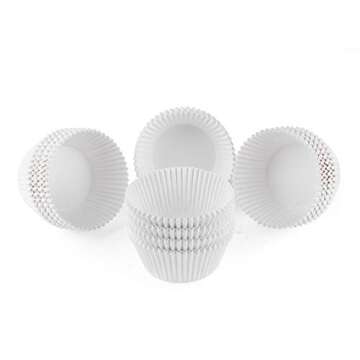 Caperci Standard White Cupcake Liners 500 Count, No Smell, Food Grade & Grease-Proof Baking Cups Paper