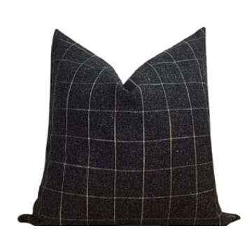 Dark Gray Pillow Cover Modern Farmhouse Plaid Throw