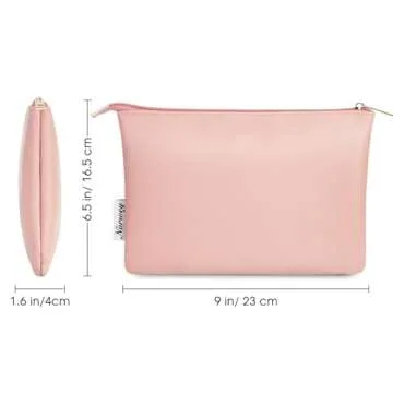 Narwey Small Makeup Bag for Purse PU Leather Small Cosmetic Bag Women Travel Makeup Pouch Zipper Pouch (Pink)