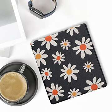 kwmobile Case Compatible with Amazon Kindle Oasis 10. Generation Case - eReader Cover - Summer Daisy...