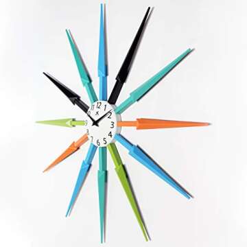 Celeste Multi-Color Large Retro Starburst Wall Clock