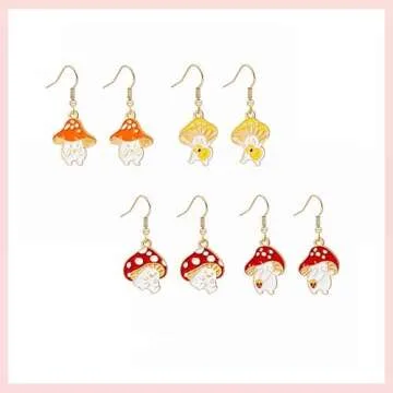 Charming Mushroom Dangle Earrings for Women - Cute Jewelry Gift