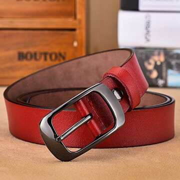 Stylish Women's Genuine Leather Belt in Red