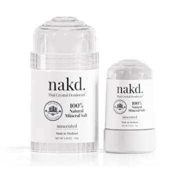 nakd. Thai Crystal Deodorant Stone – 2 Salt Deodorant Crystal Sticks, 4.25 oz. Regular + 2.5 oz. T...