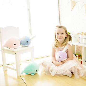 Bellzi Purple Narwhal Plush Toy - Cute and Soft Stuffed Animal