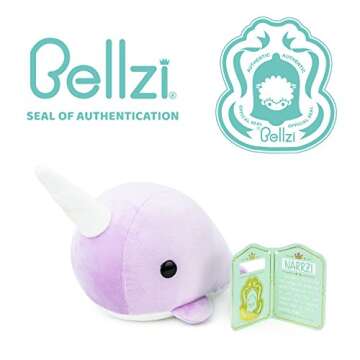 Bellzi Purple Narwhal Plush Toy - Cute and Soft Stuffed Animal