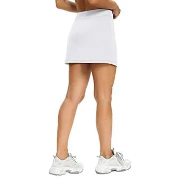 LouKeith Tennis Skirts for Women Golf Athletic Activewear Skorts Mini Summer Workout Running Shorts with Pockets White M