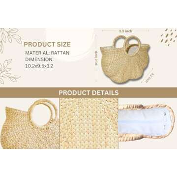 Stylish Summer Straw Bag - Rattan Handwoven Handbag