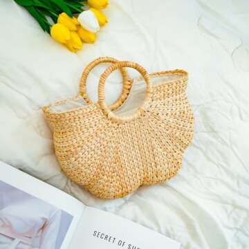 Stylish Summer Straw Bag - Rattan Handwoven Handbag
