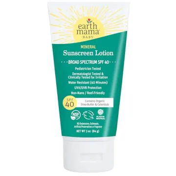 Earth Mama Baby Mineral Sunscreen Lotion SPF 40 – Natural & Reef Safe, 3-Ounce