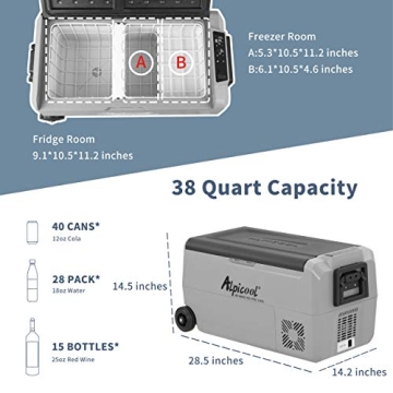 Alpicool T36 38 Quart Portable Car Fridge Freezer