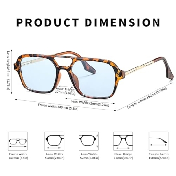 DeBuff Vintage 70s Flat Aviator Sunglasses for Women Men, Retro Square Glasses UV400 Protection Shades