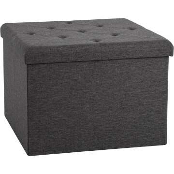 Seville Classics Modern Gray Cushioned Ottoman with Hidden Storage