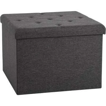 Cushioned Ottoman with Hidden Storage Chest in Gray